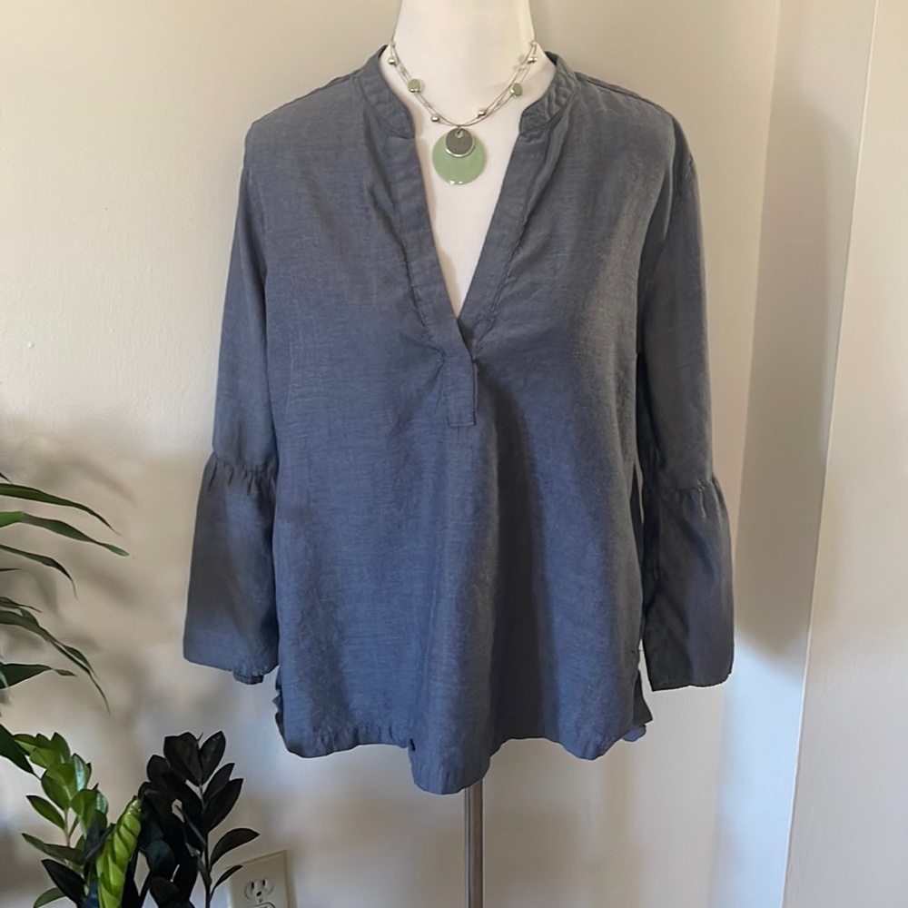 LOFT 3/4 Soft Denim Wide Sleeve Top